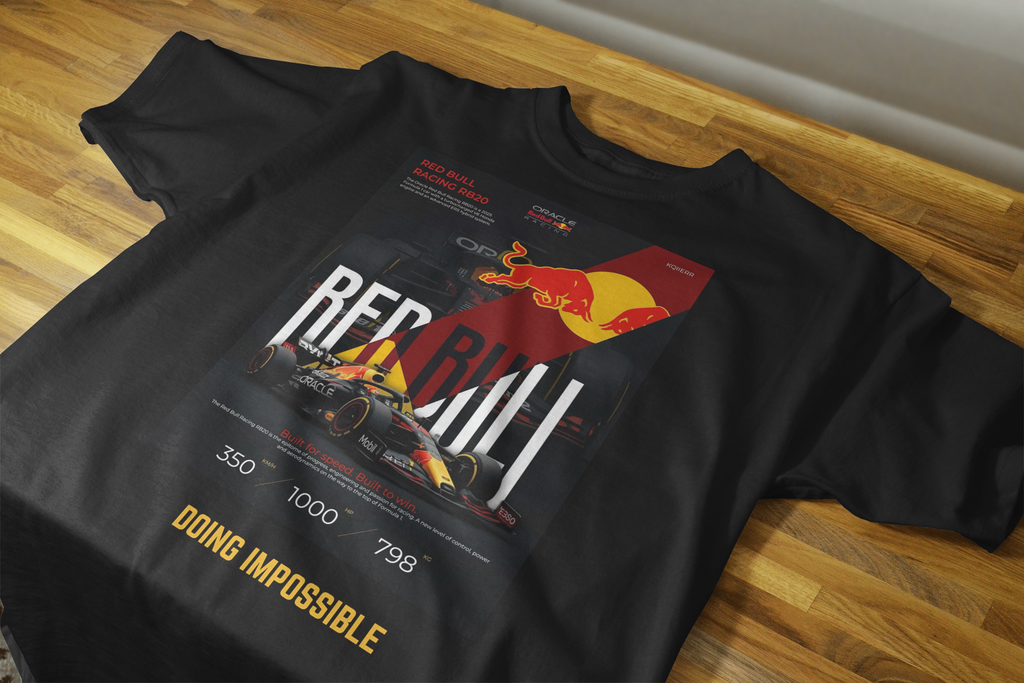 RED BULL RACING BLACK T-SHIRT OVERSIZE