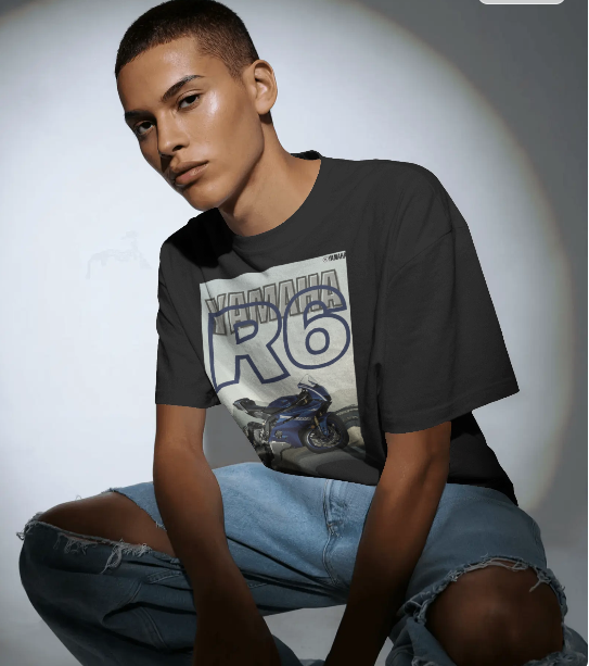 YAMAHA BLACK COTTON OVERSIZES T-SHIRTS