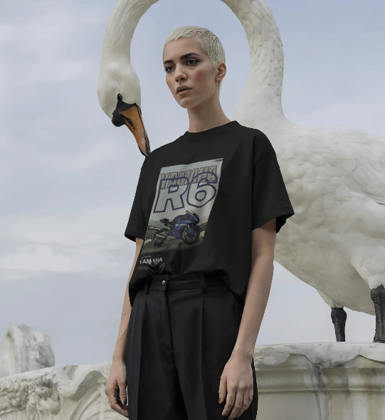 YAMAHA BLACK COTTON OVERSIZES T-SHIRTS