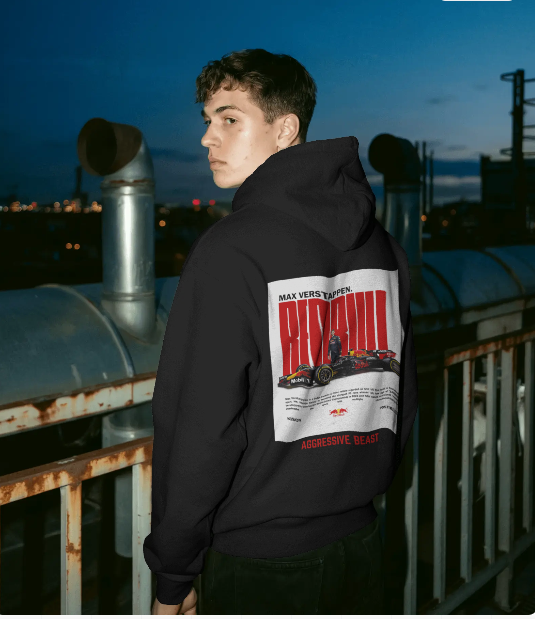 F1 MAX VERSTAPPEN BLACK OVERSIZED HODDIE