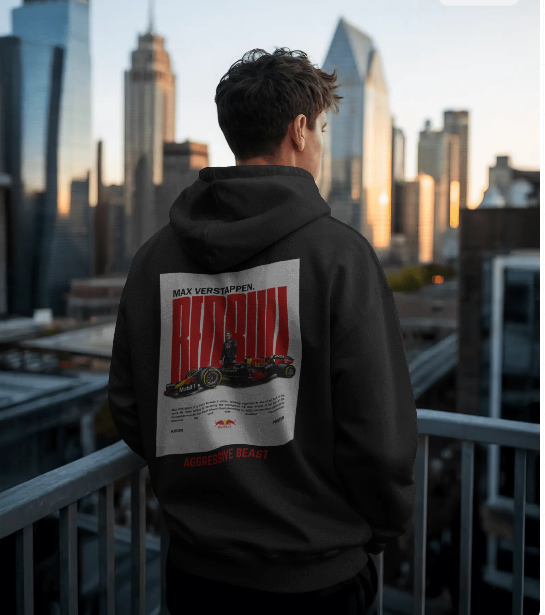F1 MAX VERSTAPPEN BLACK OVERSIZED HODDIE