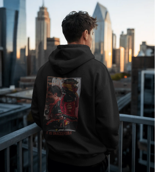 F1 CARLOS SAINZ BLACK OVERSIZED HOODIE