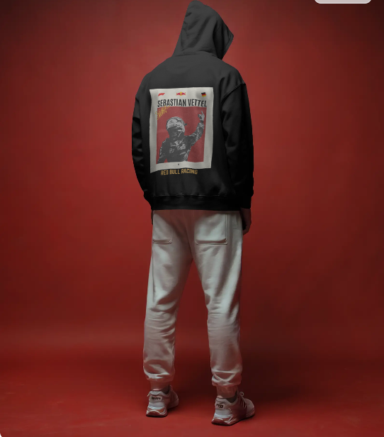 F1 SEBASTIAN VETTEL BLACK OVERSIZED HOODIE