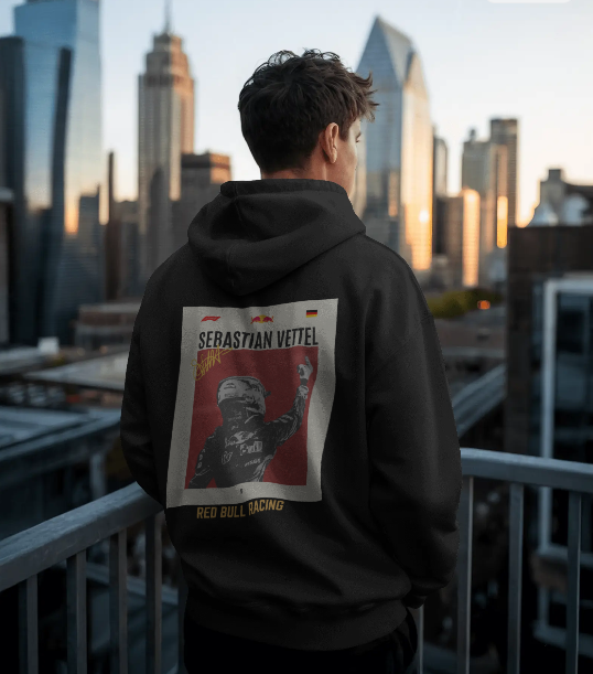 F1 SEBASTIAN VETTEL BLACK OVERSIZED HOODIE