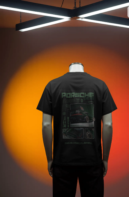 PORSCHE BACK DESIGNED OVERSIZED COTTON T-SHIRTS