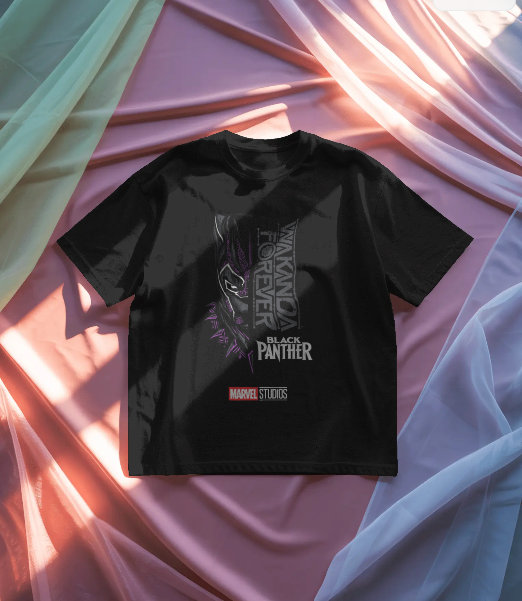 BLACK PANTHER DESIGNED COTTON BLACK T-SHIRT