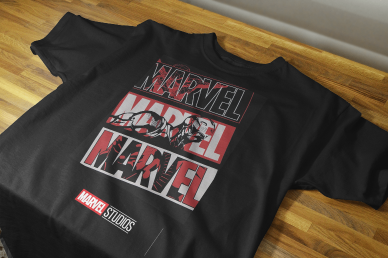 MARVEL DESIGNED BLACK COTTON T-SHIRT
