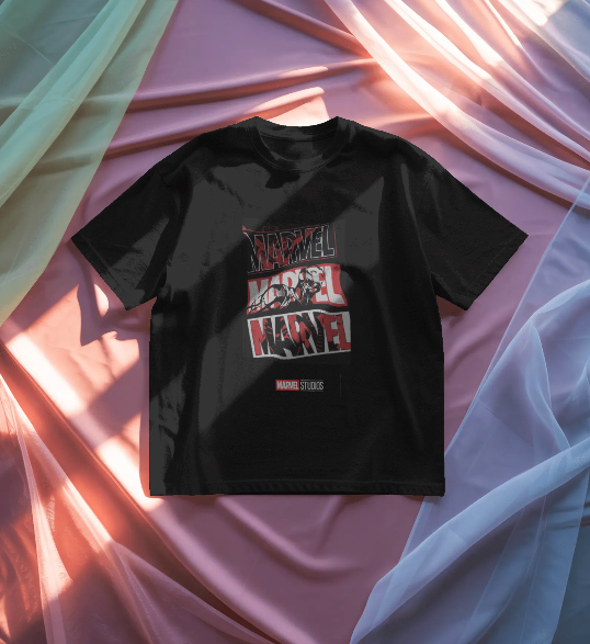 MARVEL DESIGNED BLACK COTTON T-SHIRT