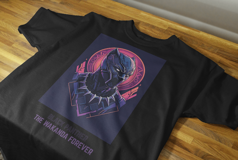 PANTHER DESIGNED OVERSIZED COTTON BLACK T-SHIRT