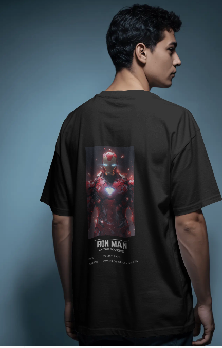 IRON MAN DESIGNED BLACK OVERSIZED T-SHIRT
