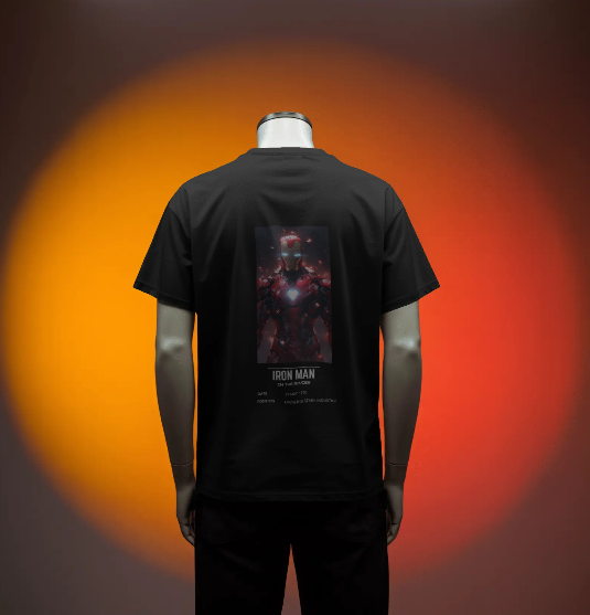 IRON MAN DESIGNED BLACK OVERSIZED T-SHIRT