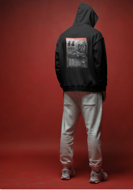 AUDI DESIGNED ACID WASHED BLACK HOODIE